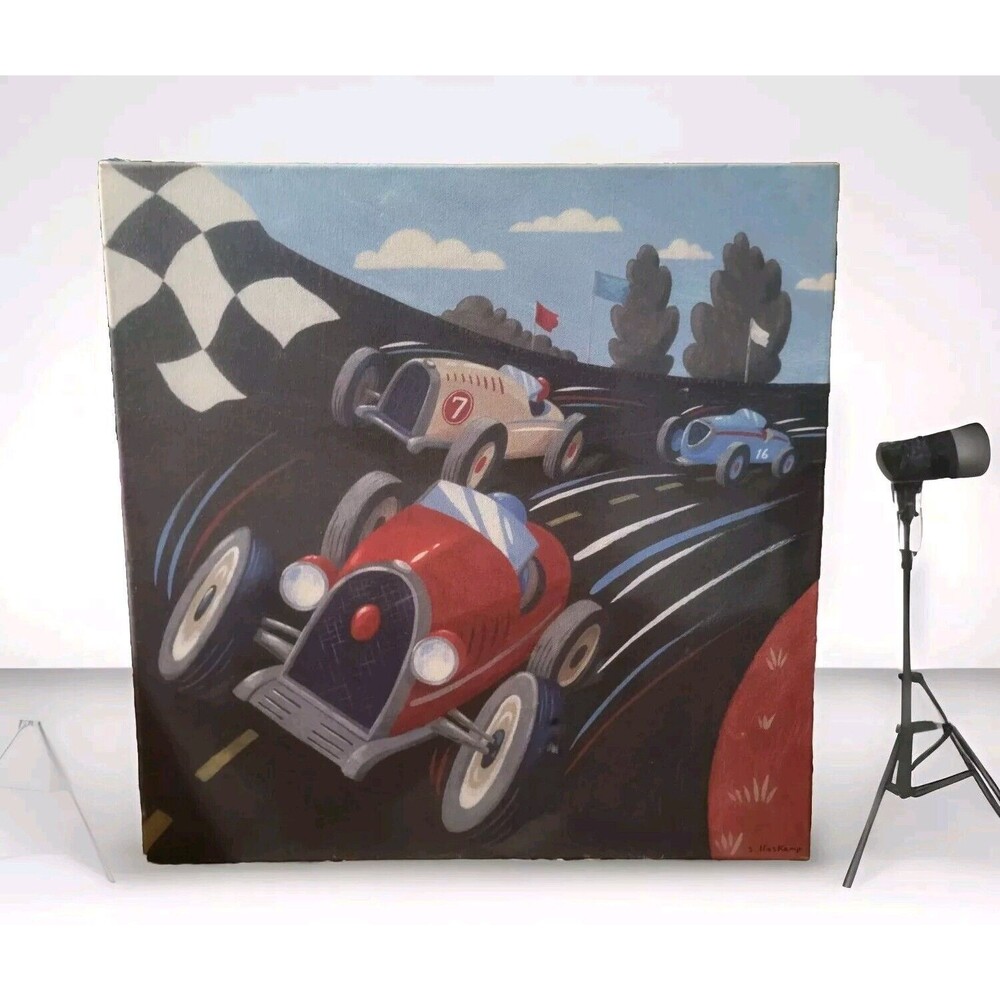 Speedster Grand Prix Race Car Painting Signed Formula 0ne Soapbox Grandprix Gift